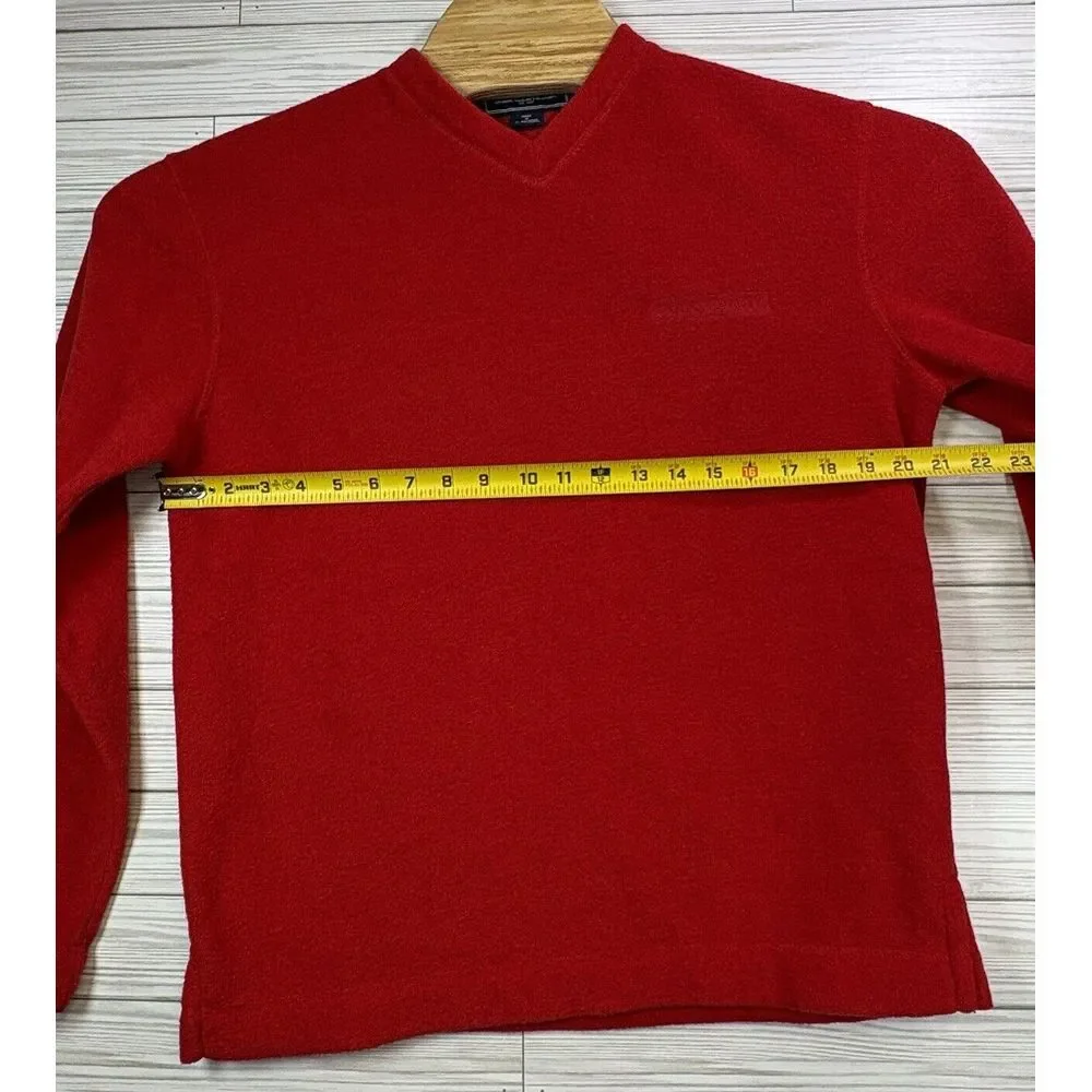 Polo Ralph Lauren Sport Men's Fleece Red Polyester Blend Pullover V-Neck Sz Sm‎